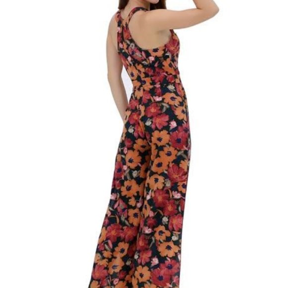 Floral romper wide leg Side slit Halter Flowy Pant - Picture 2 of 2